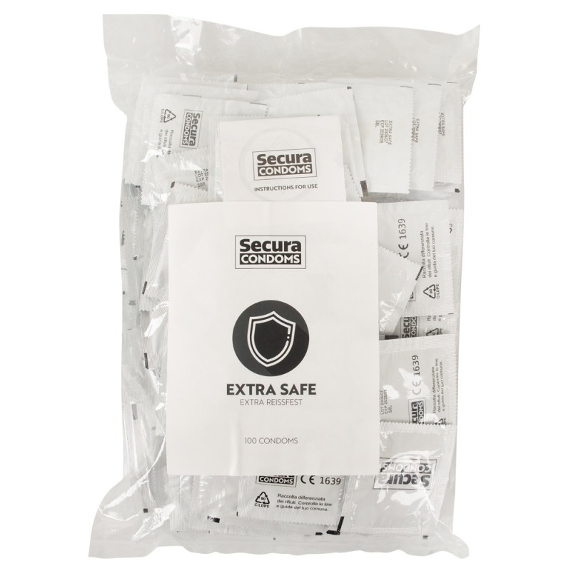 Secura Condoms Préservatifs épais en latex Extra Safe x100